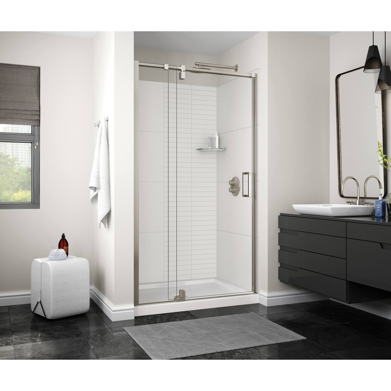 MAAX 137833-900-305-000 ModulR 48 x 78 in. 8 mm Pivot Shower Door for Alcove Installation with Clear glass in Brushed Nickel