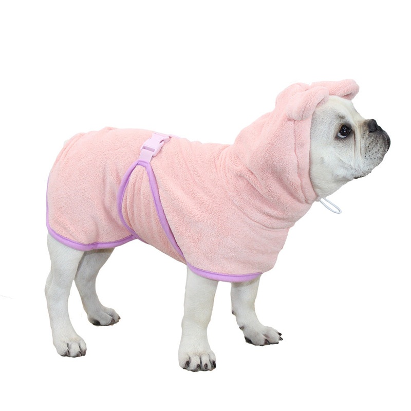 Pink Hooded Dog Bathrobe – Super Absorbent, Adjustable Fit, Cozy Pet Towel (Size : XL)