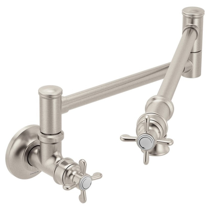 Pot Filler Weymouth Traditional 2 Lever ADA Spot Resist Stainless Steel 1 Hole 5.5 Gallons per Minute