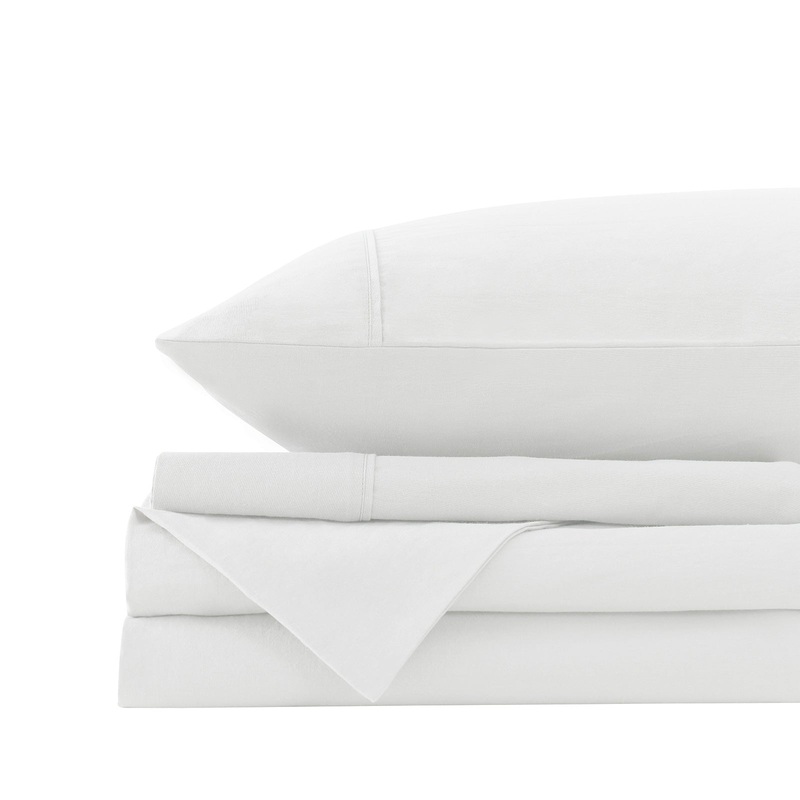 Royal Comfort Vintage Washed 100% Cotton Sheet Set Fitted Flat Sheet Pillowcases – King – White
