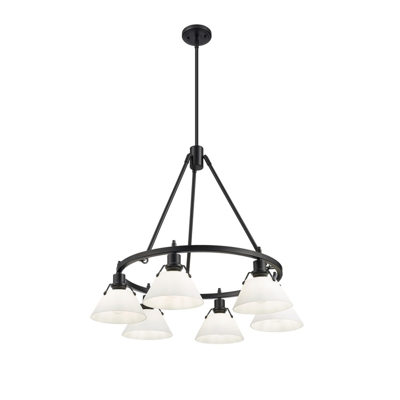 Six Light Chandelier from the Orwell Collection in Matte Black Finish by Golden