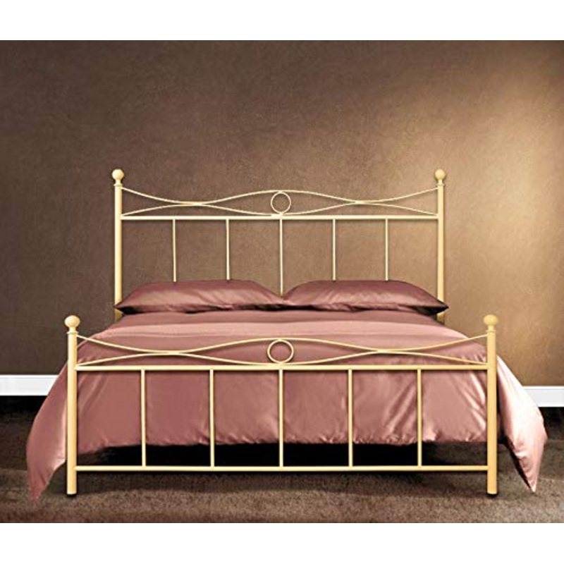 SomnusSana Letto in Ferro Battuto 120×190 Prodotto Artigianale Italiano Modello NIZZA da Una piazza e mezza Disponibile in vari colori Made in Italy (Avorio Anticato)