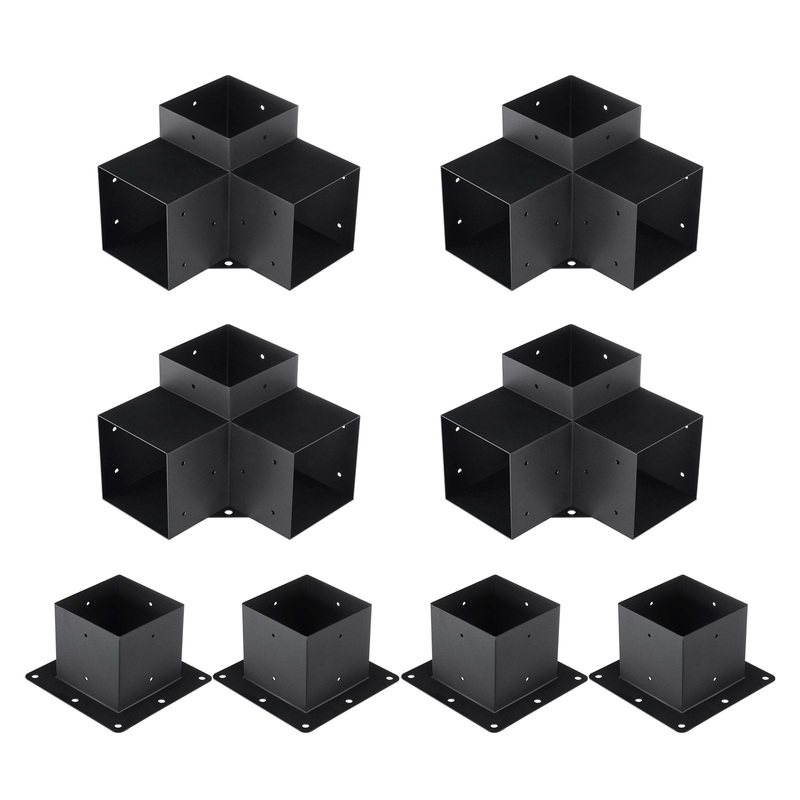 VEVOR Pergola Bracket Kit 152.4 x 152.4 mm, 8pcs 3-Way Heavy Duty Corner Bracket Woodworks DIY Post Base, Easy Installation Wooden Beams for Gazebos, Patio Pergolas, Log Cabin Outdoor Pergola Hardware