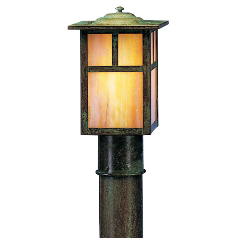 Arroyo MP-6TGW-VP Mission One Light Outdoor Post Lamp Verdigris Patina