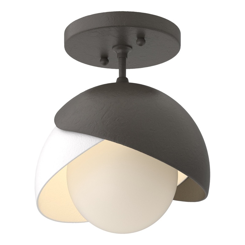 Brooklyn 1-Light Double Shade Semi-Flush Dark Smoke White