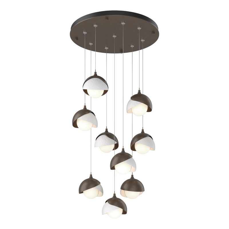 Brooklyn 9-Light Double Shade Pendant Bronze White