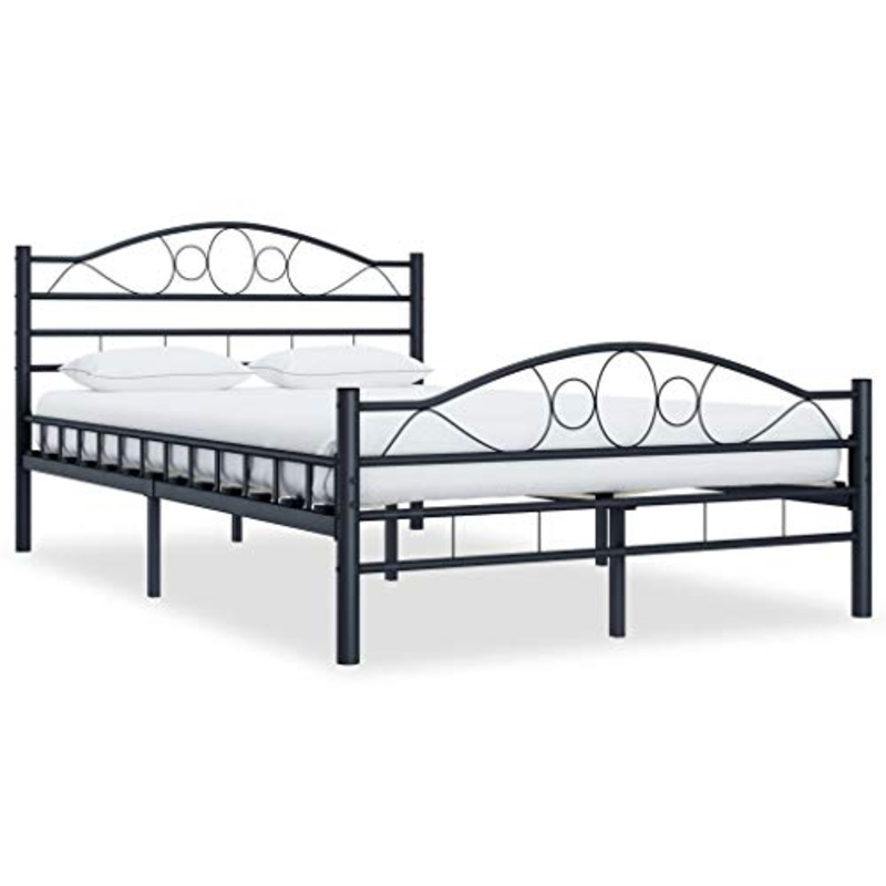 Festnight Giroletto, Struttura per Letto in Acciaio Nero 120×200 cm