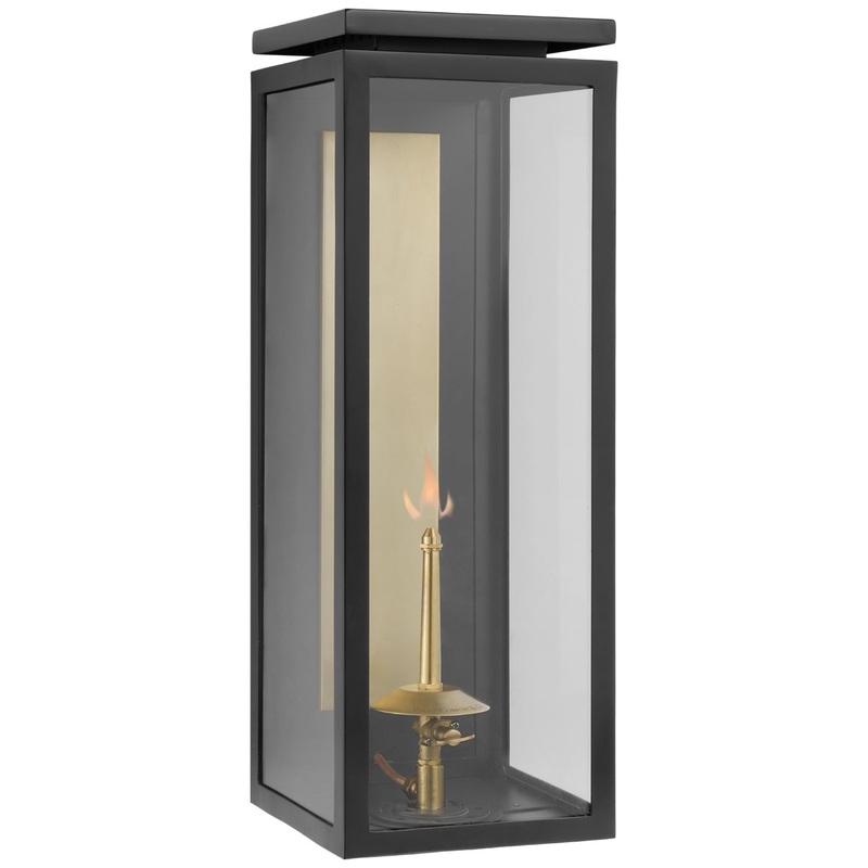 Gas Wall Lantern from the Fresno Gas Collection in Matte Black Finish by Visual Comfort Signature