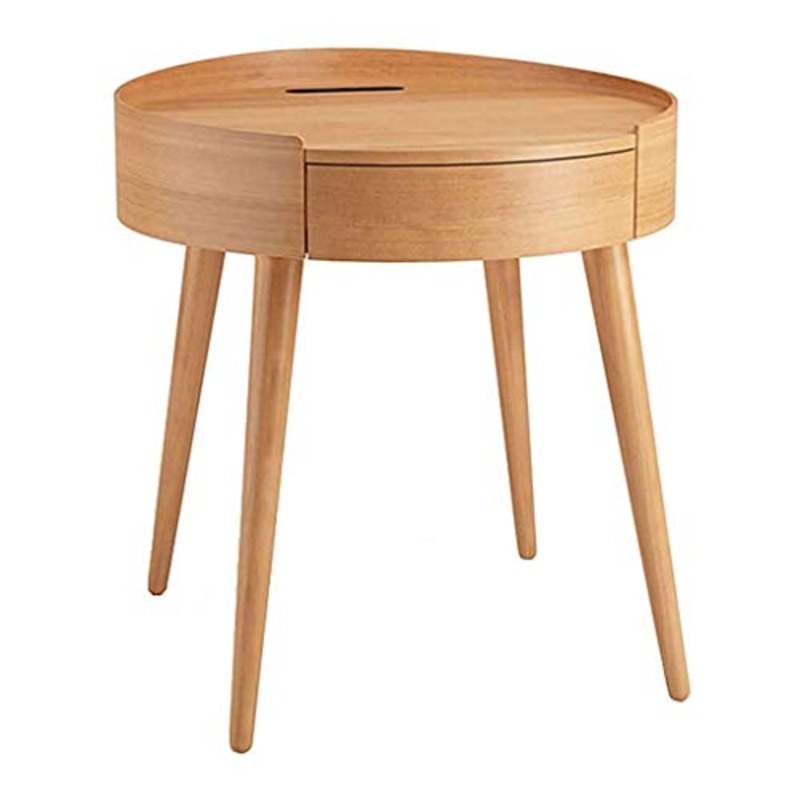 NL Comodini Camera da Letto Comodino con cassetti, Piccolo Tavolo Rotondo Divano tavola tavola Legno Camera da Letto Comodino Tavolo da Comodino scrivania con USB ricaricata BA
