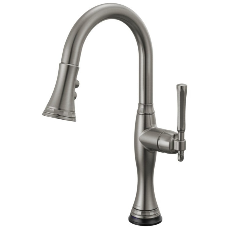 Prep Faucet Tulham SmartTouch Technology 1 Lever ADA Brilliance Luxe Steel Pull Down 2 Function Wand Aerated Stream/Spray 360 Degree Swivel