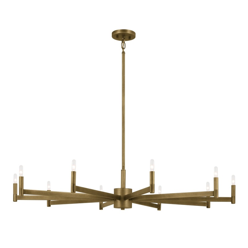 Ten Light Chandelier from the Erzo Collection in Natural Brass Finish by Kichler