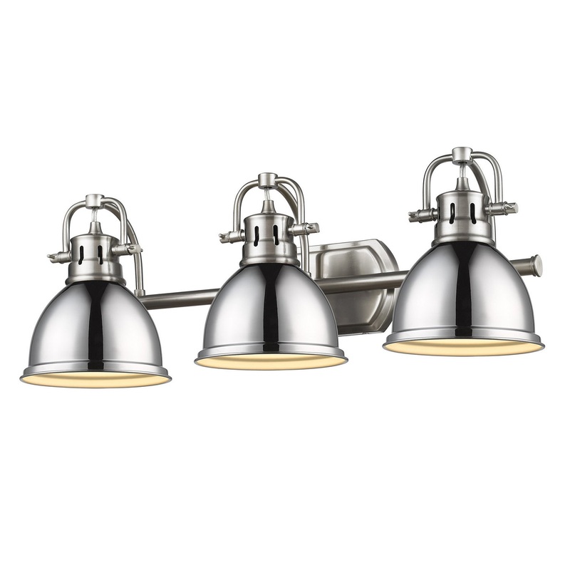 Three Light Vanity from the Duncan Collection in Pewter Finish by Golden