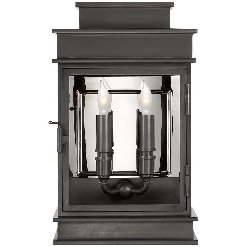 Two Light Wall Sconce from the Linear Lantern Collection in Bronze Finish by Visual Comfort Signature