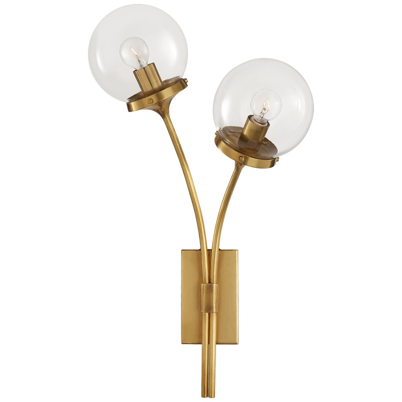 Two Light Wall Sconce from the Prescott Collection in Soft Brass Finish by Visual Comfort Signature