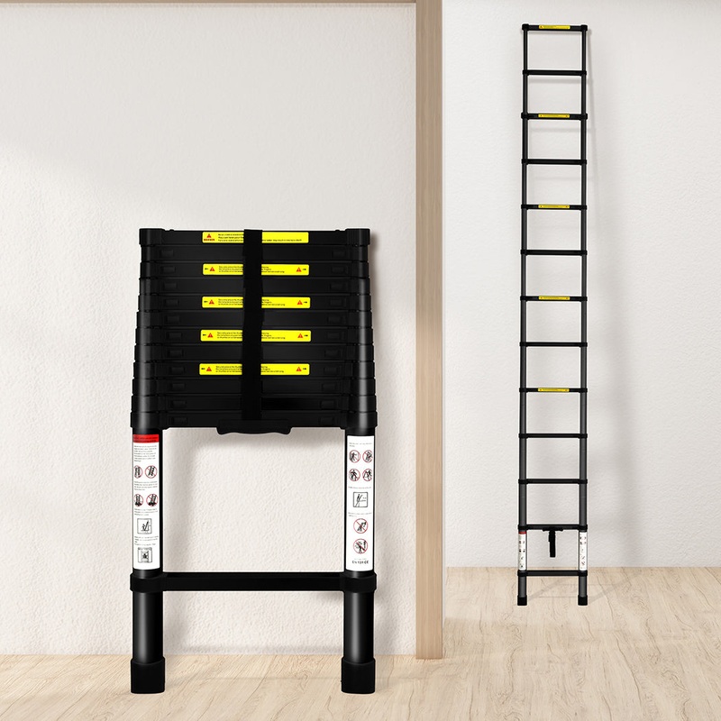 Black 3.8 Meter Telescopic Ladder