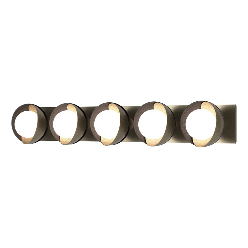 Brooklyn 5-Light Straight Double Shade Bath Sconce Soft Gold Black