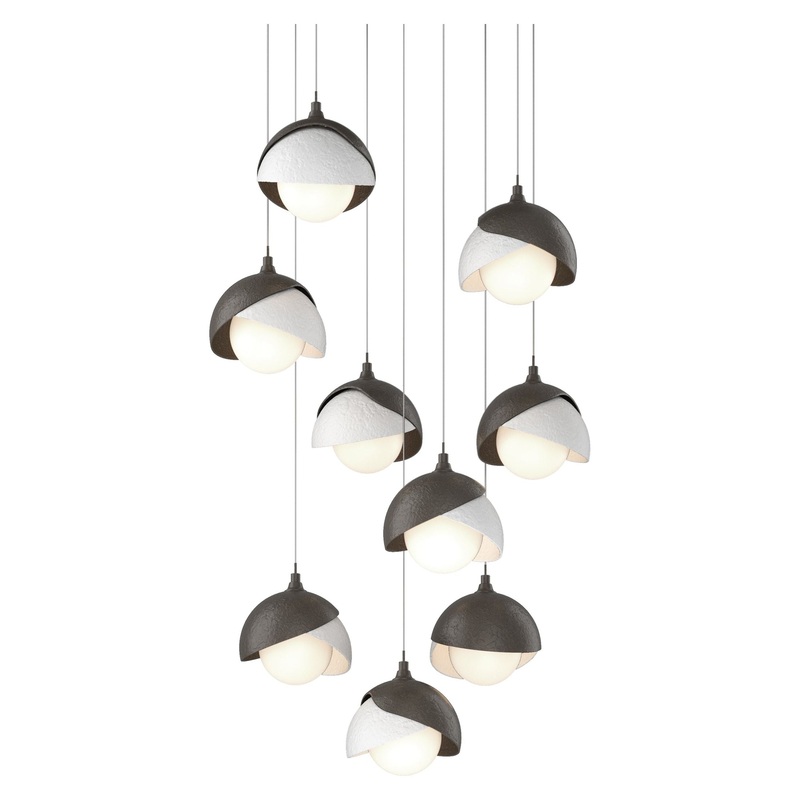 Brooklyn 9-Light Double Shade Pendant Dark Smoke White