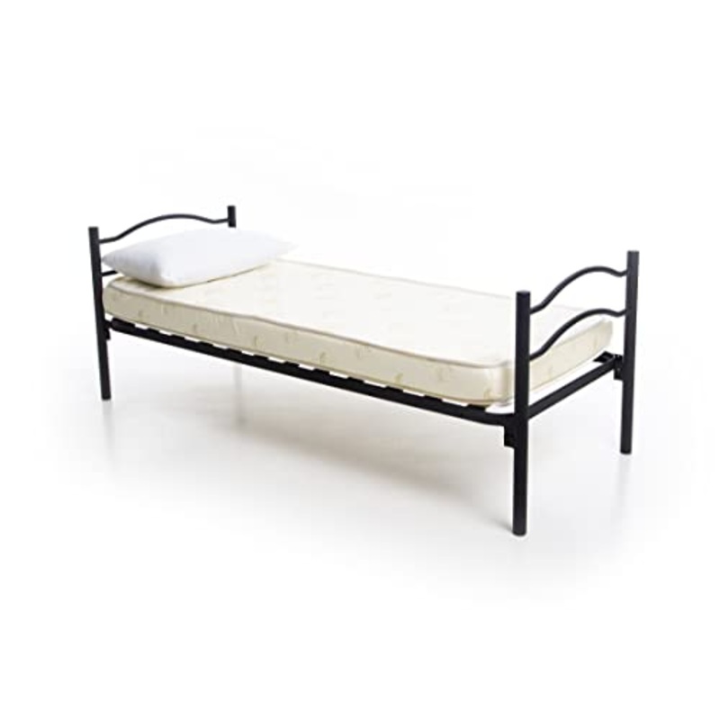 DOLCI SOGNI Rete Letto Singolo 80×190, Letto Ferro Battuto con Rete a Doghe, Letto con Testiera Inclusa, Letto Singolo con Materasso Waterfoam e Cuscino in Fibra Vergine – 100% Made in Italy