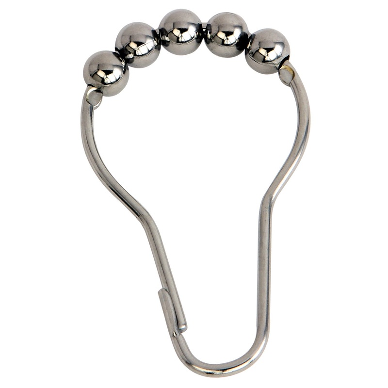Edenscape SRCR121 Roller Ball Shower Curtain Rings (12 Pieces/Set), Polished Chrome