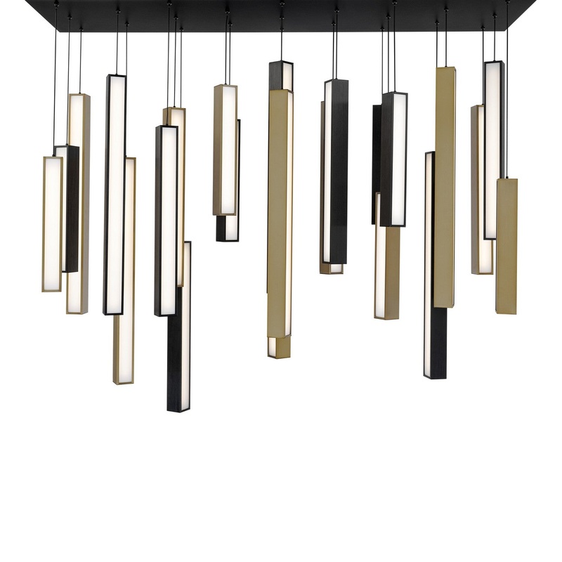 LED Pendant from the Chaos Collection in Black/Aged Brass & Black Finish by Modern Forms