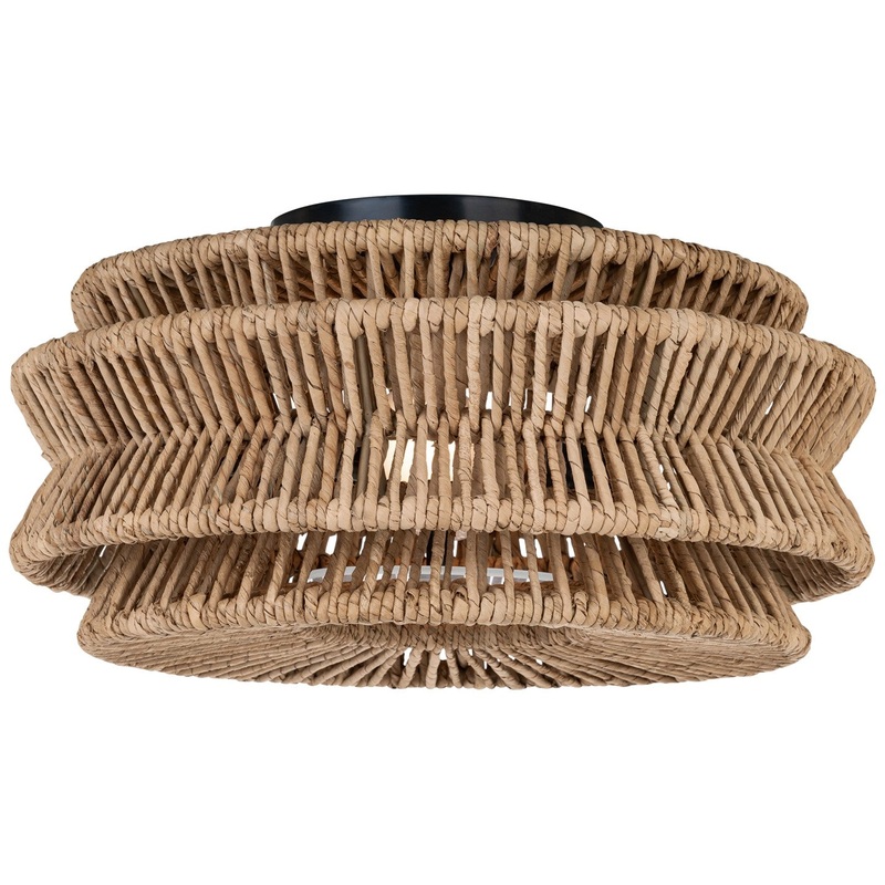 LED Semi-Flush Mount from the Antigua Collection in Bronze And Natural Abaca Finish by Visual Comfort Signature