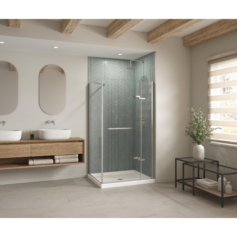 MAAX 410034-543-001-000 B3Round 4236 Acrylic Corner Right Shower Base in White with Anti-slip Bottom with Center Drain