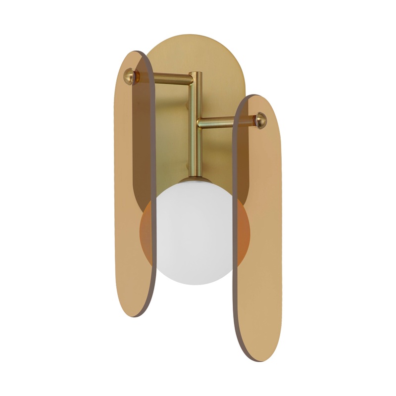 Megalith LED Wall Sconce Natural Aged Brass Amber Glass