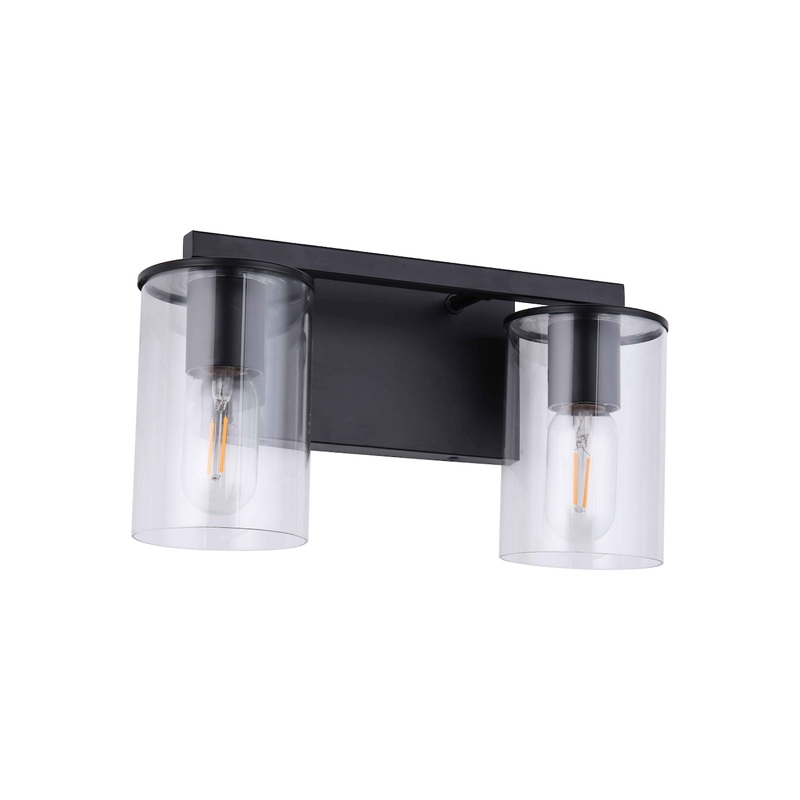 Moraine 2-Light Vanity Black with Clear Glass