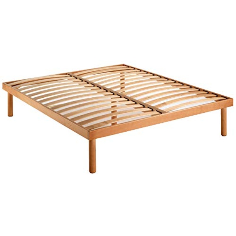 SARDAMATERASSI Rete letto a doghe in legno di faggio prima scelta matrimoniale, ortopedica con supporti anticigolio e piedi in legno massello misura 160×190 altezza 35cm