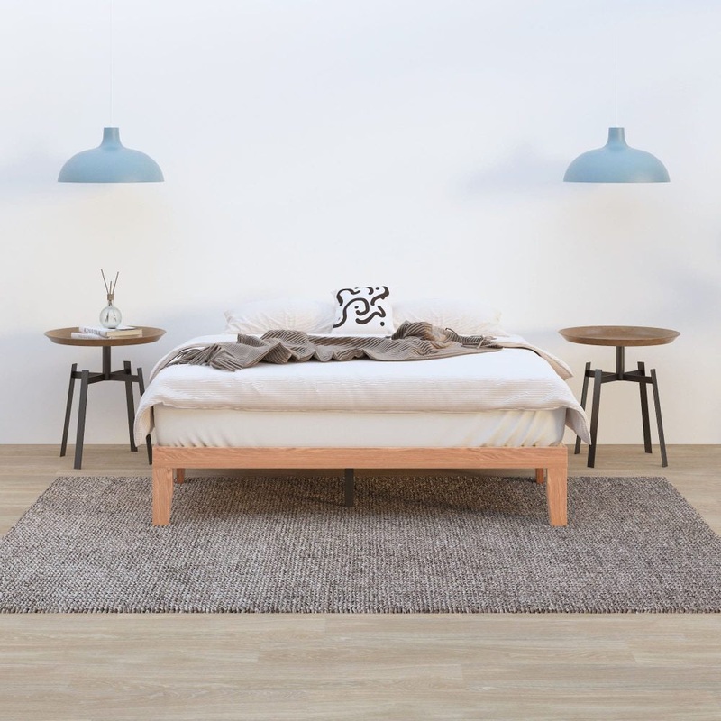 Warm Wooden Natural Bed Base Frame  Double