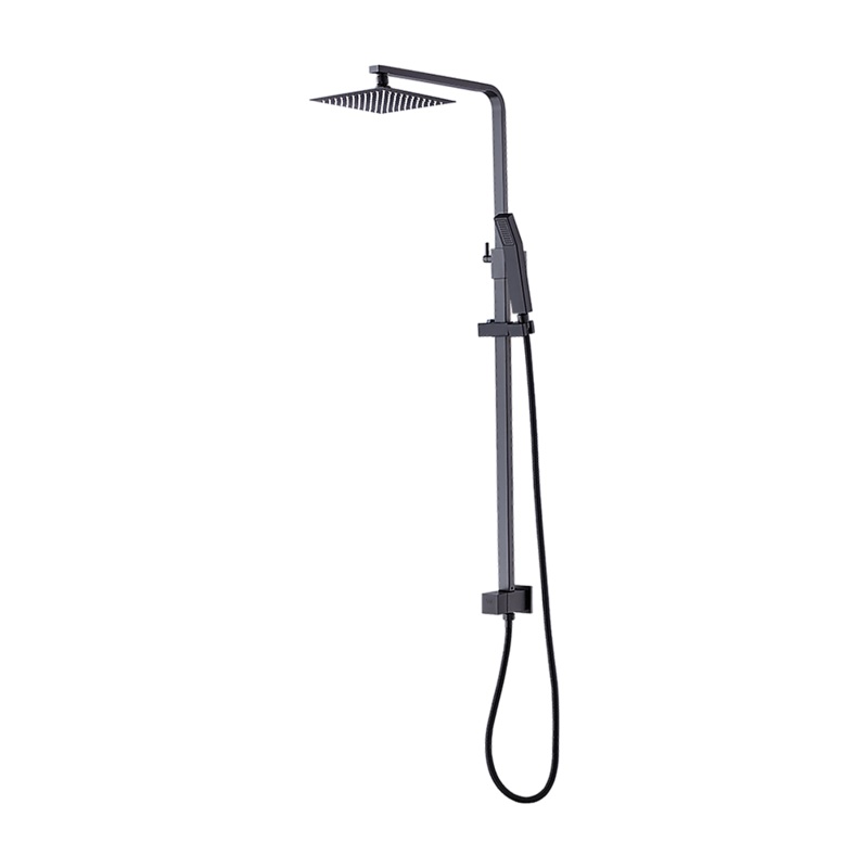 WELS 8″ Rain Shower Head Set Square Dual Heads Faucet High Pressure Hand Held