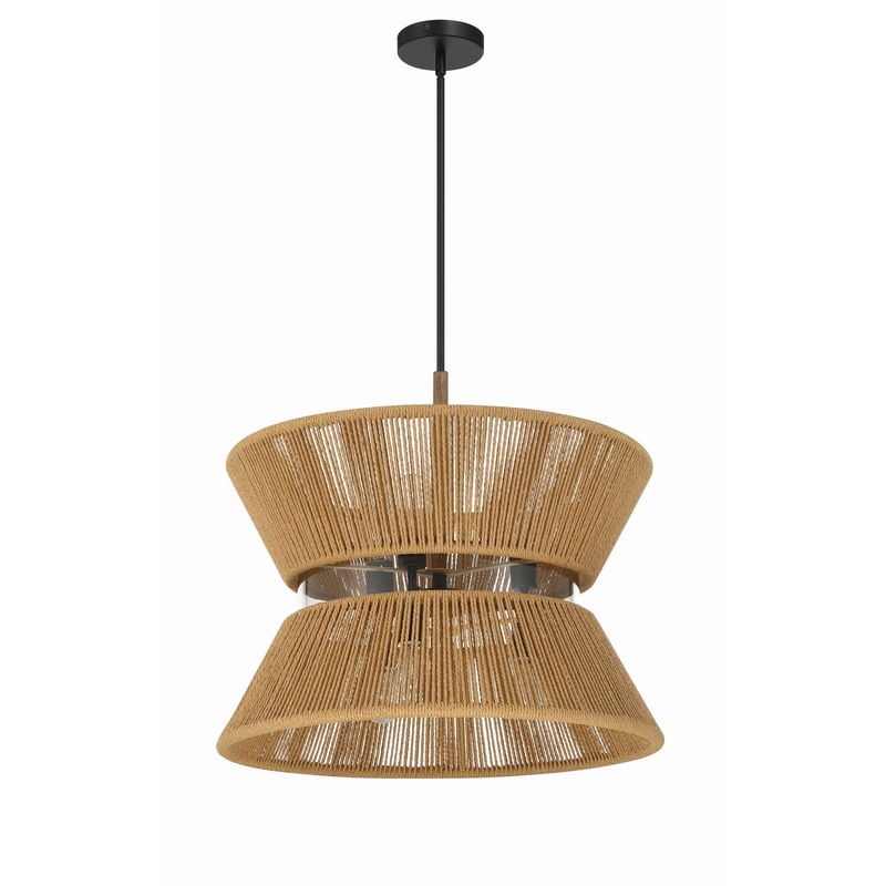 Craftmade 58596-FBWAL Serena Six Light Pendant Flat Black/Walnut