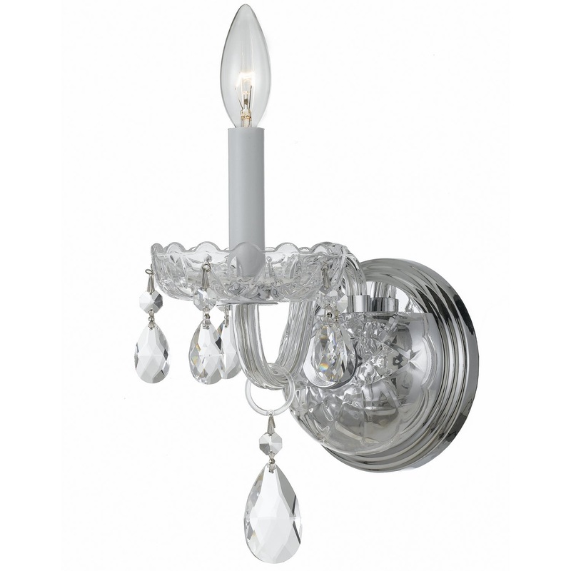 Crystorama 1031-CH-CL-SAQ Traditional Crystal One Light Wall Sconce Polished Chrome