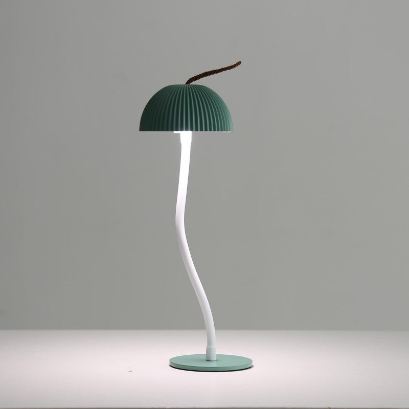 Green Three-dimensional stripes Sleek Minimalist LED Mushroom Table Lamp – Rechargeable 3-Color Touch Control, Bar & Ambient Light