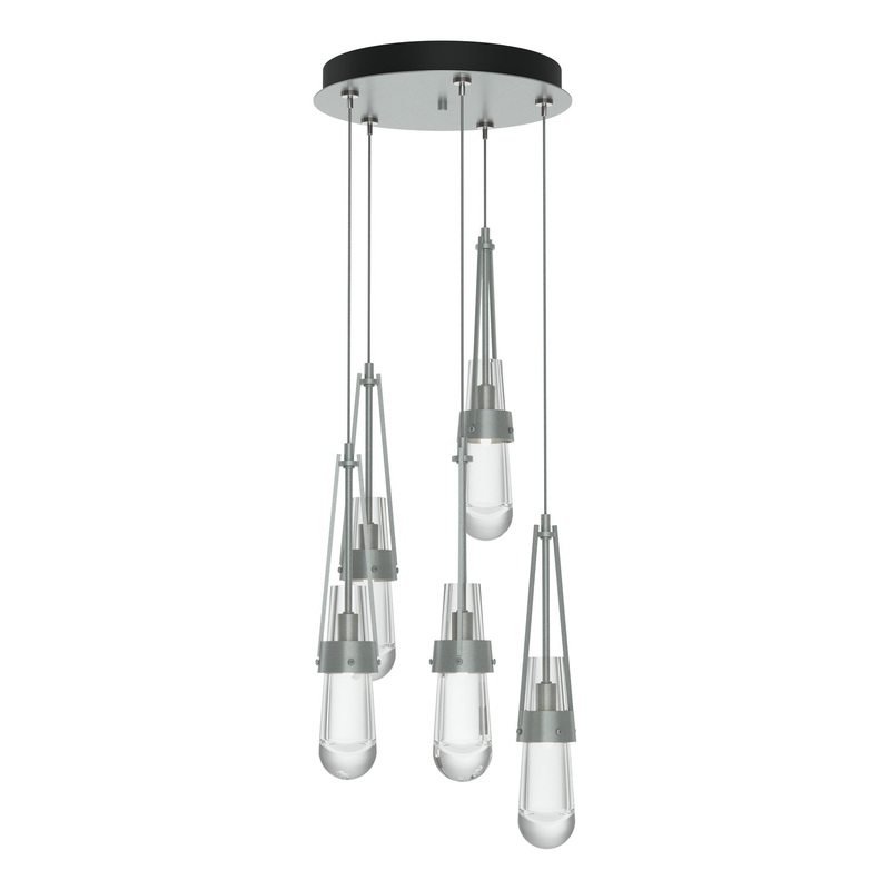 Link 5-Light Clear Glass Pendant Vintage Platinum