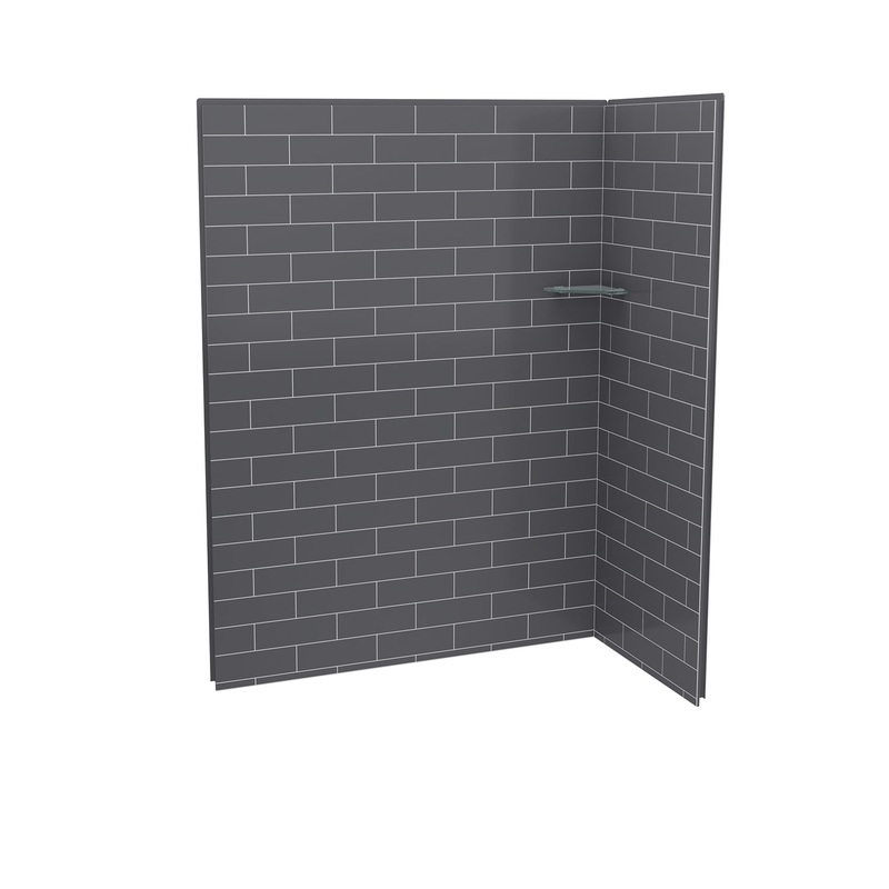 MAAX 107458-301-019 Utile 6032 Composite Direct-to-Stud Two-Piece Corner Shower Wall Kit in Metro Thunder Grey