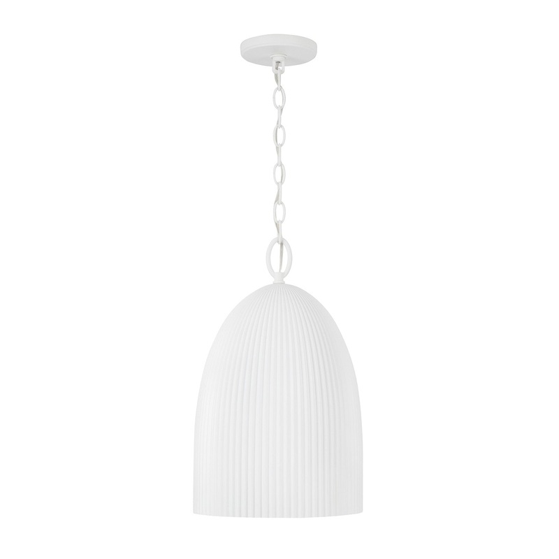 One Light Pendant from the Mallory Collection in Ceramic White Finish by Capital Lighting
