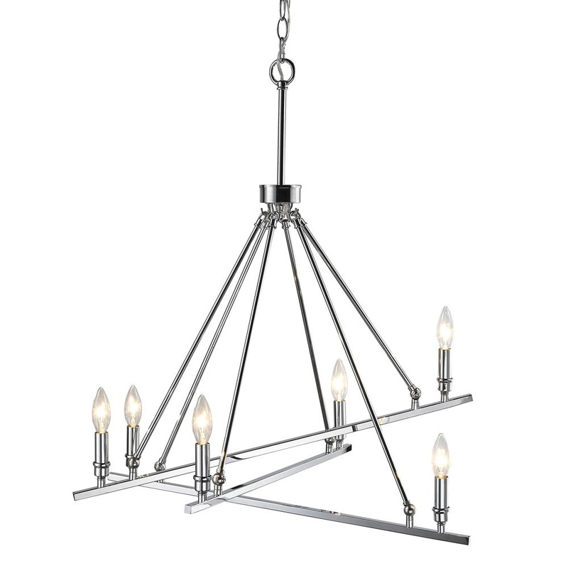 Six Light Chandelier from the Garvin CH Collection in Chrome Finish by Golden