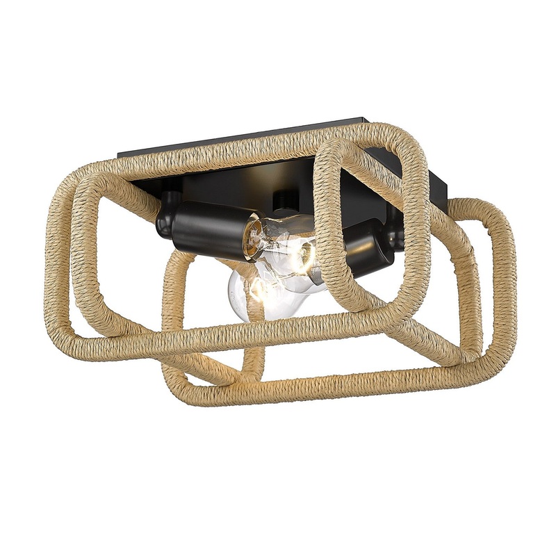 Two Light Flush Mount from the Camden Collection in Matte Black Finish by Golden