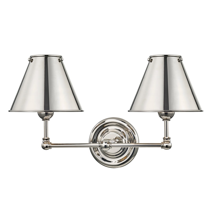 Two Light Wall Sconce from the Classic No.1 Collection in Polished Nickel Finish by Hudson Valley