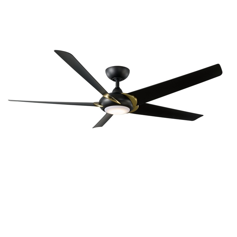 62″ 5-blade Lucid Ceiling Fan by Modern Forms Fans (Wet Rated) Soft Brass Arms/Matte Black CCT