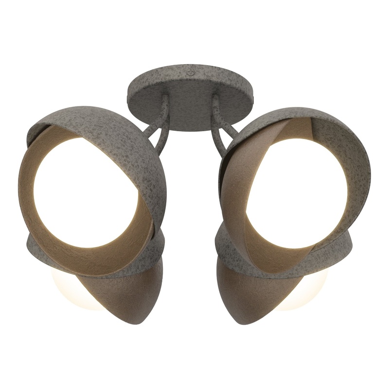 Brooklyn 4-Light Double Shade Semi-Flush Natural Iron Bronze