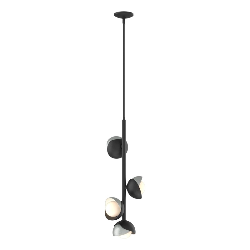Brooklyn 4-Light Double Shade Vertical Pendant Black Vintage Platinum