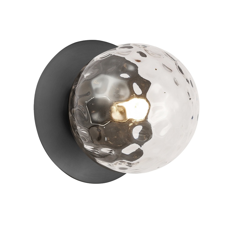 Burlat 1-Light Wall Sconce Matte Black with Clear Hammered Glass