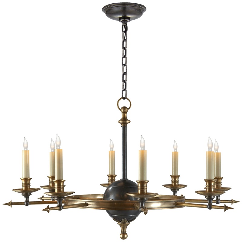 Eight Light Chandelier from the Leaf And Arrow Collection in Bronze With Antique Brass Finish by Visual Comfort Signature