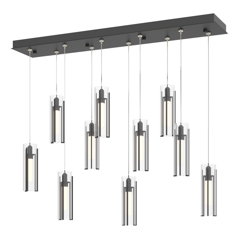 Exos Glass 10-Light Pendant Black Clear Glass (ZM)