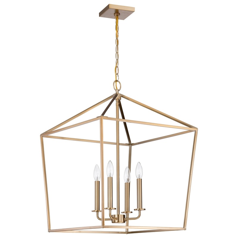 Four Light Pendant from the Emma Collection in Burnished Brass Finish by Nuvo Lighting