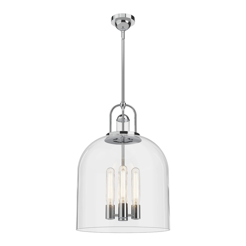 Four Light Pendant from the Lancaster Collection in Aged Gold|Chrome|Matte Black Finish by Alora