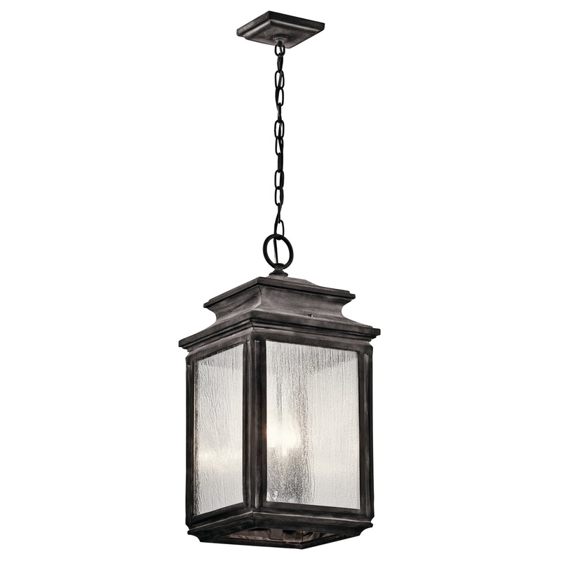 Kichler 49505WZC Four Light Outdoor Pendant, Weathered Zinc