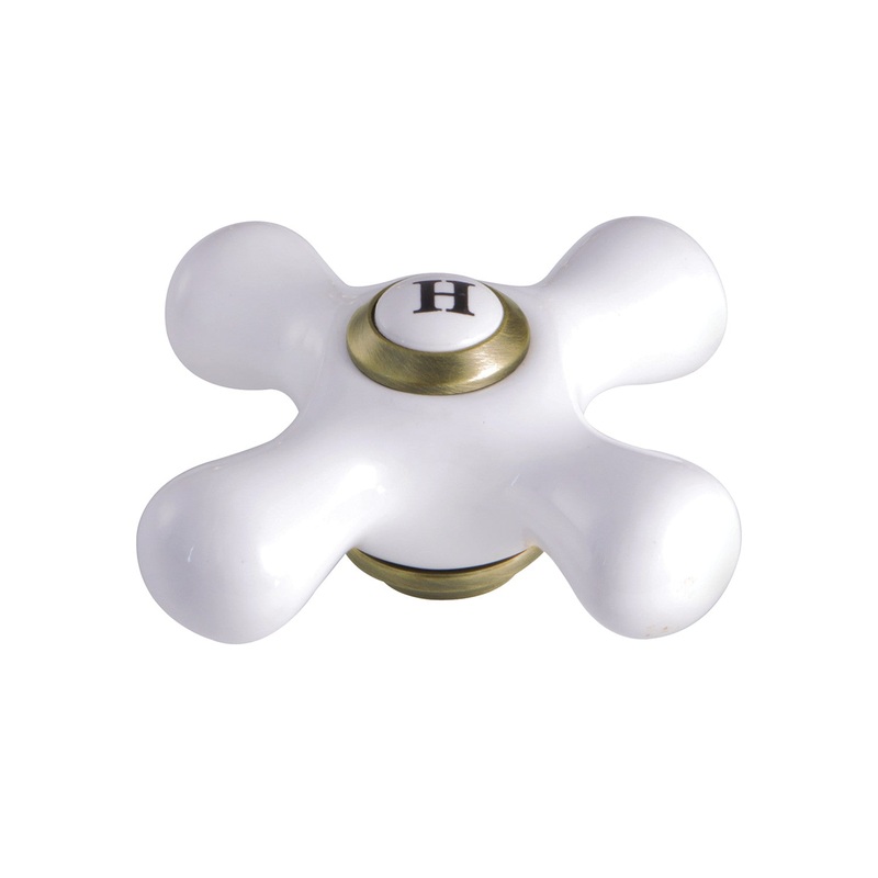 KSH1163PXH Hot Porcelain Cross Handle, Antique Brass
